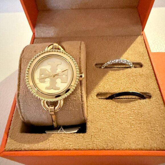 NEW TORY BURCH The Miller Gold-Tone Stainless Bangle Bracelet Watch TBW6015 - Picture 5 of 8